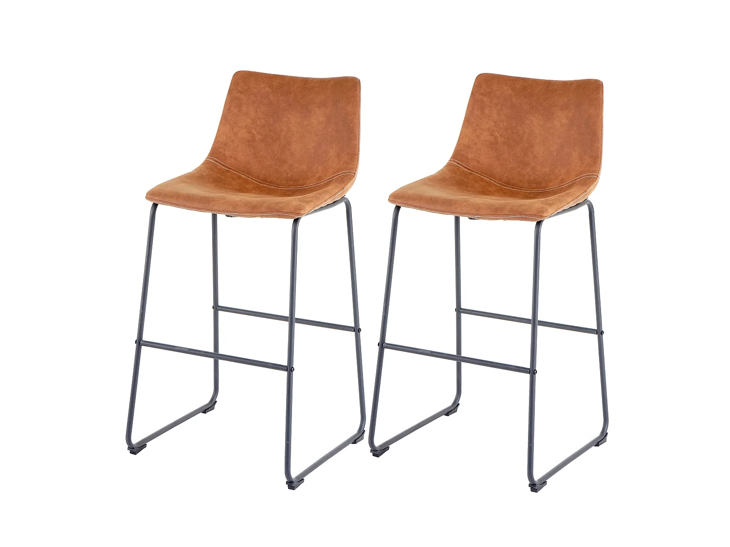 Tabouret de bar MCW-D70 (lot de 2),  style vintage, imitation de daim