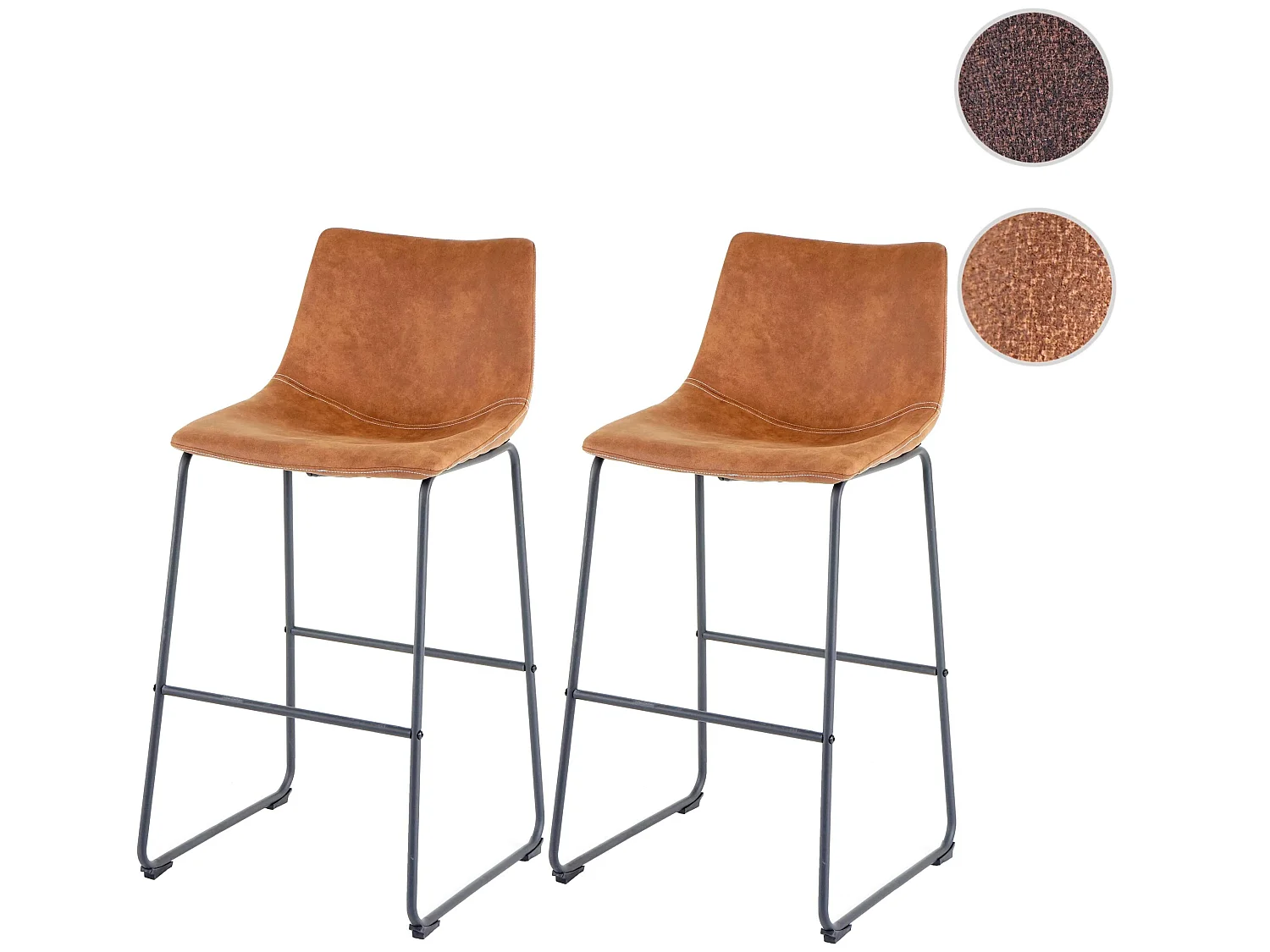 Tabouret de bar MCW-D70 (lot de 2),  style vintage, imitation de daim