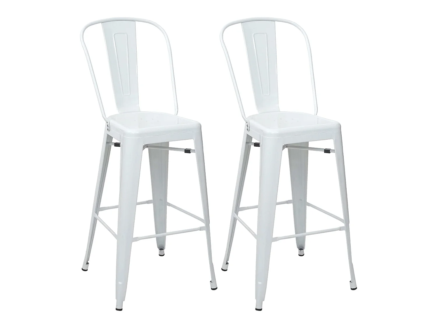 Tabouret de bar MCW-A73 Métal (lot de 2),  blanc