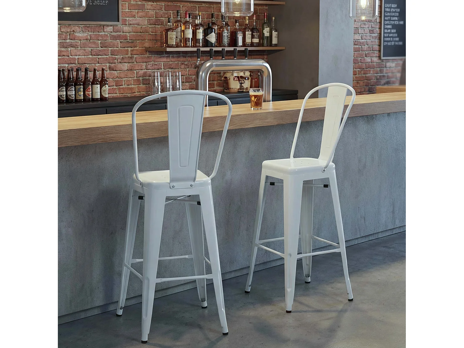 Barhocker MCW-A73 Metall (2er-Set), Weiß