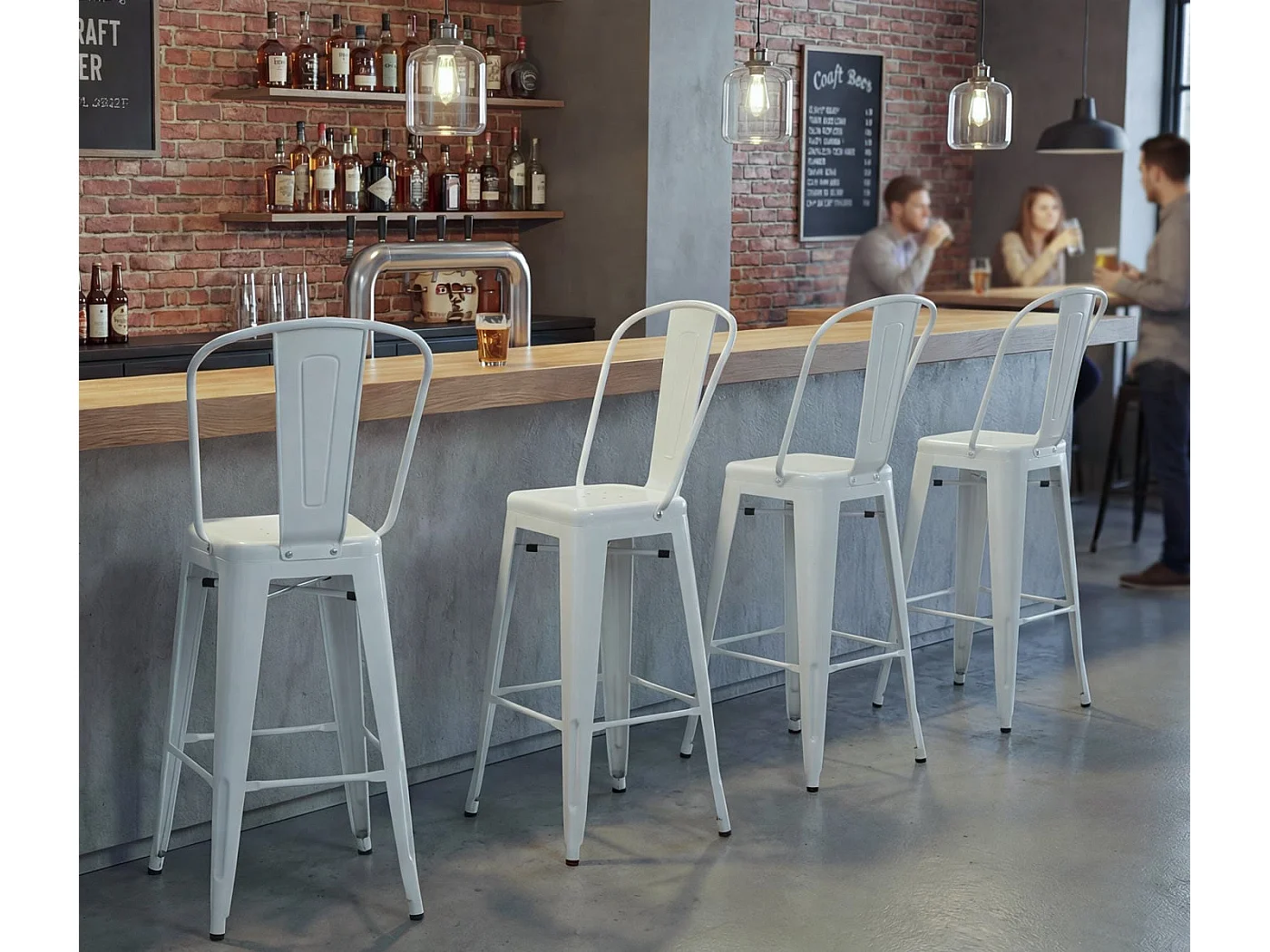 Barhocker MCW-A73 Metall (2er-Set), Weiß