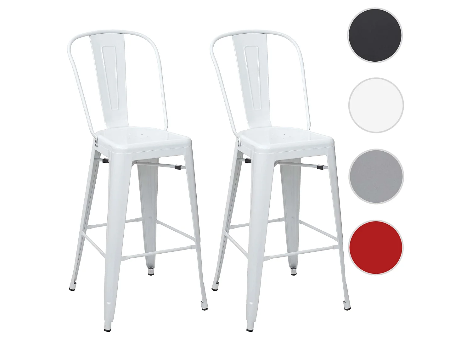 Barkruk MCW-A73 metaal (set van 2),  wit