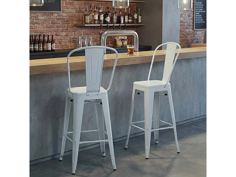 Barkruk MCW-A73 metaal (set van 2),  wit