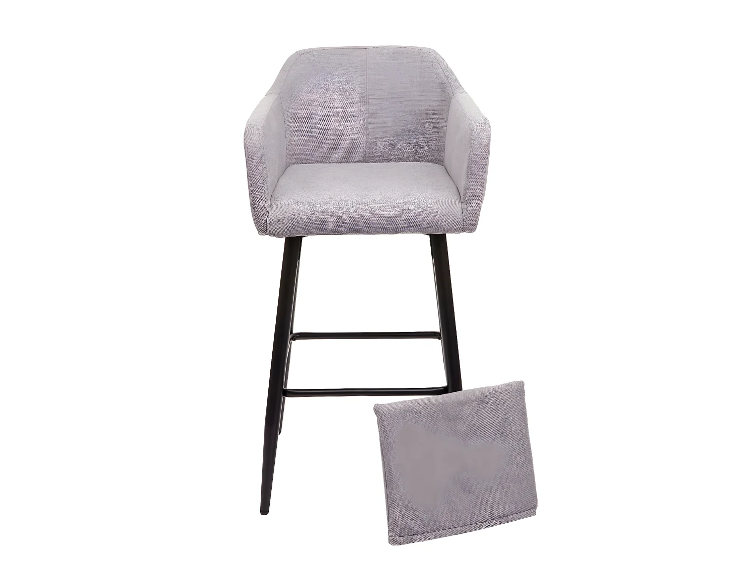 Tabouret de bar MCW-H93,  tissu/textile gris clair
