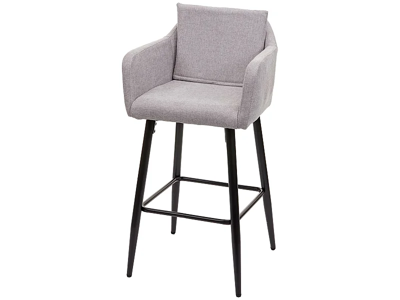 Tabouret de bar MCW-H93,  tissu/textile gris clair