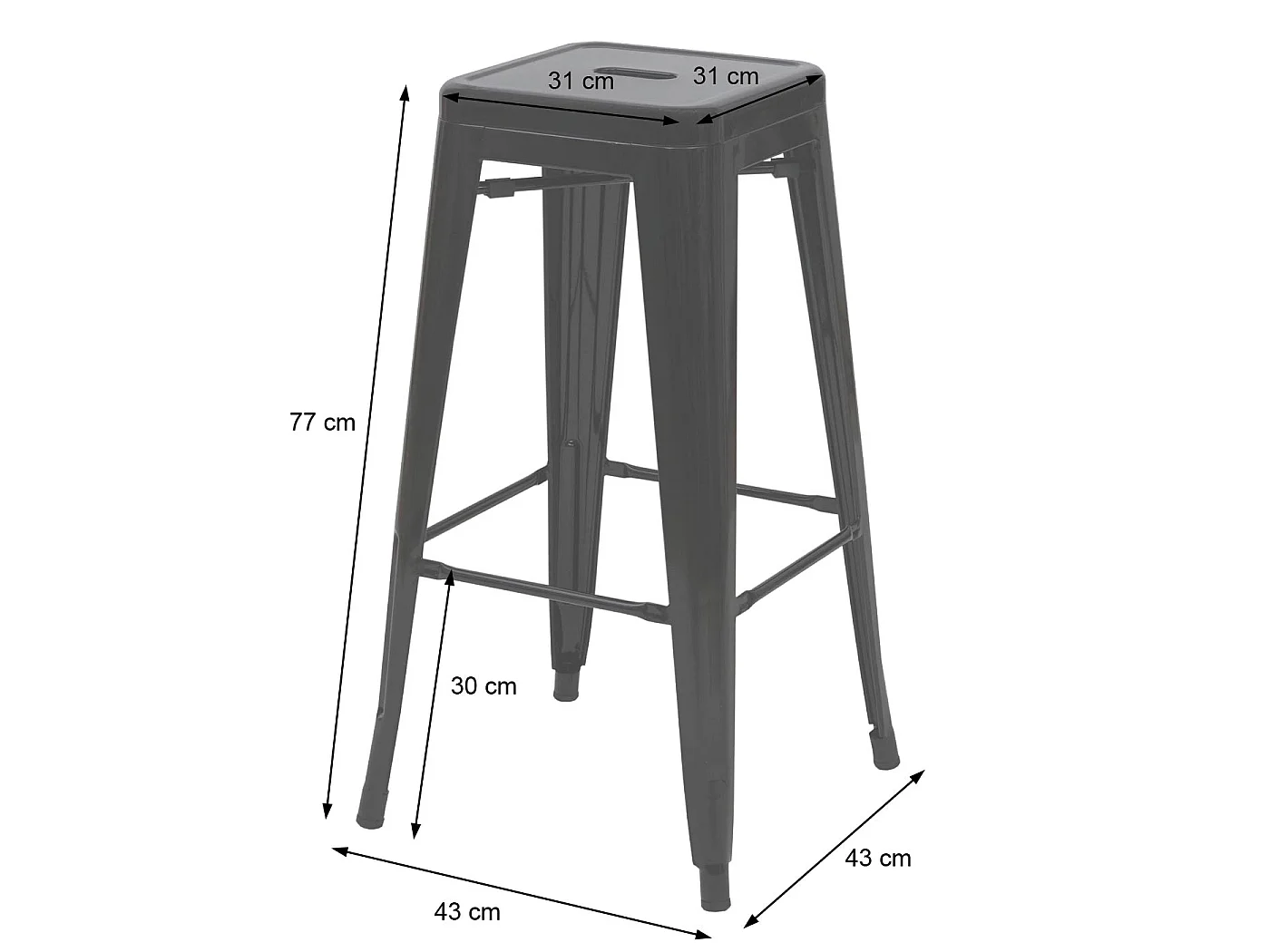 Barhocker MCW-A73 Metall stapelbar, Rot