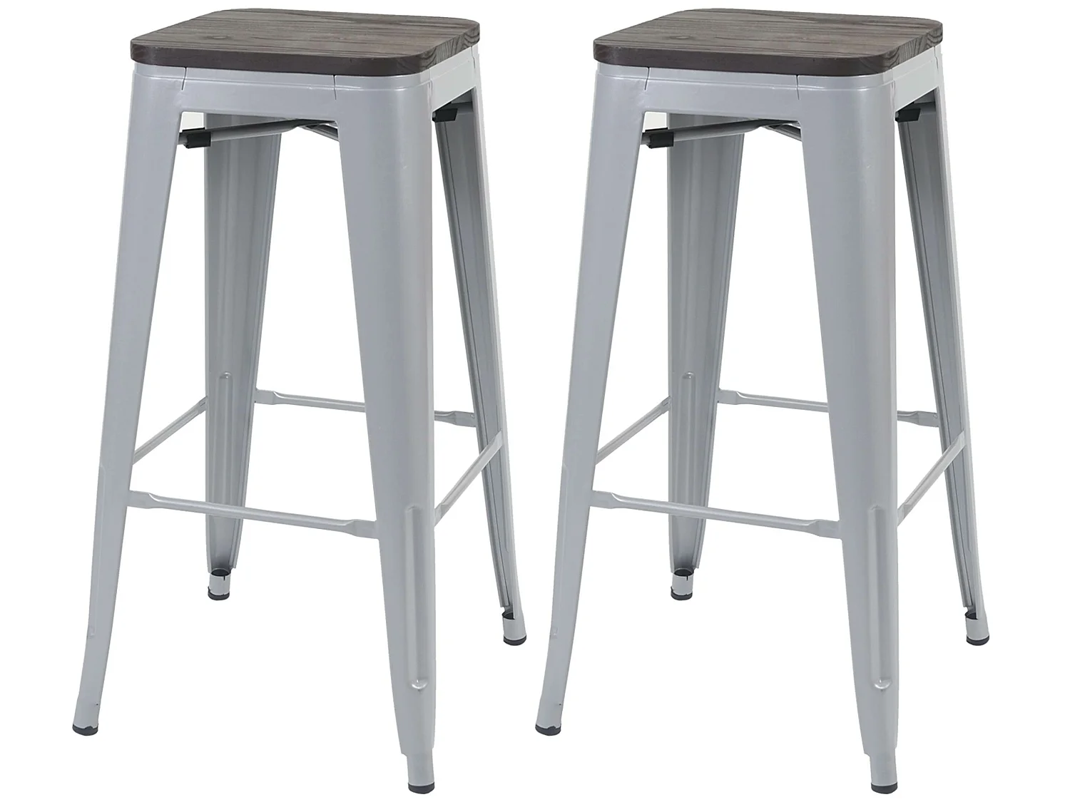 Tabouret de bar MCW-A73 (lot de 2),  gris