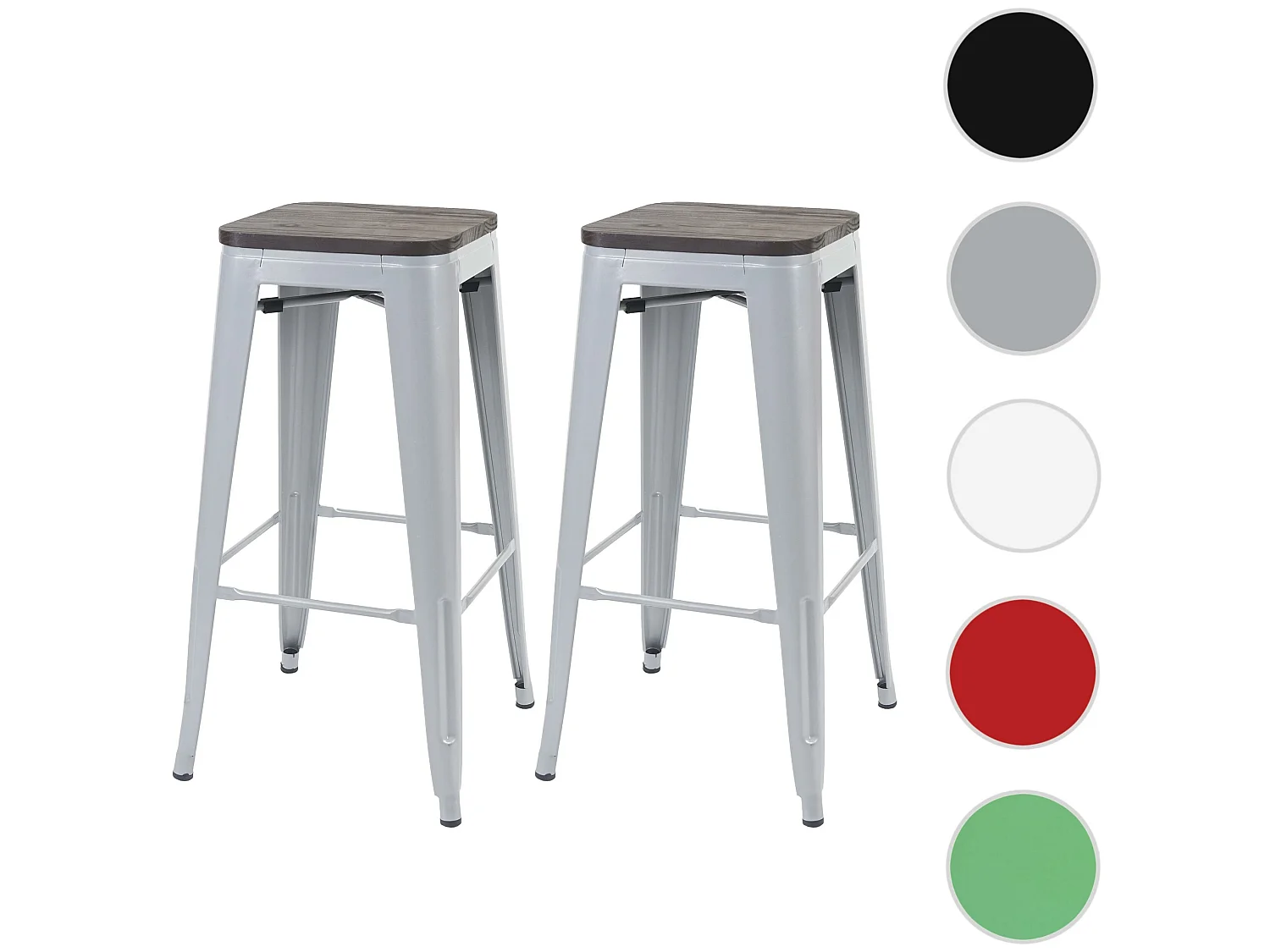 Tabouret de bar MCW-A73 (lot de 2),  gris