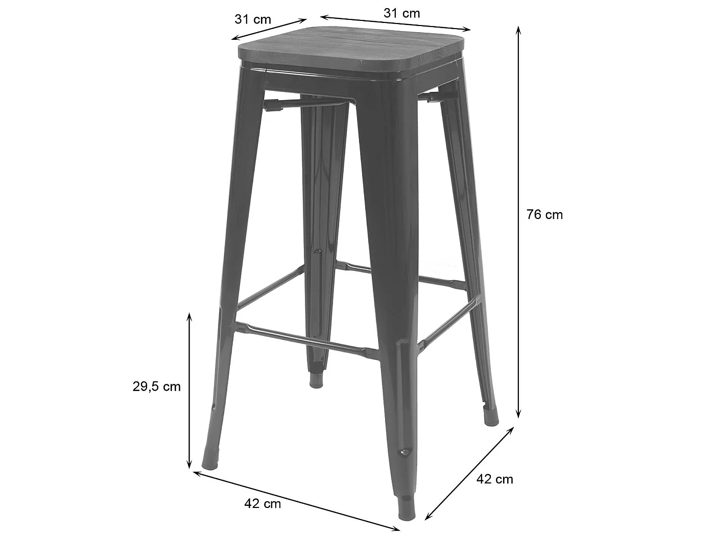 Taburete de bar MCW-A73 (set de 2),  gris