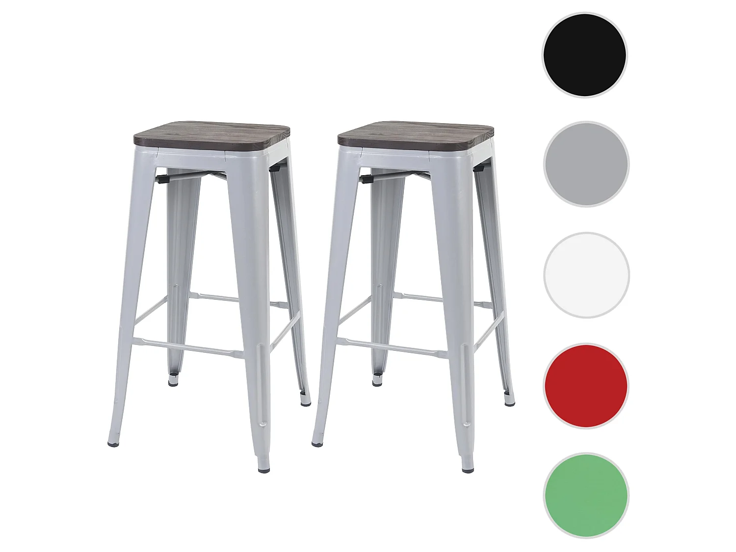 Taburete de bar MCW-A73 (set de 2),  gris