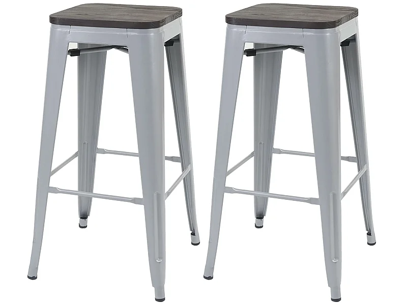 Tabouret de bar MCW-A73 (lot de 2),  gris