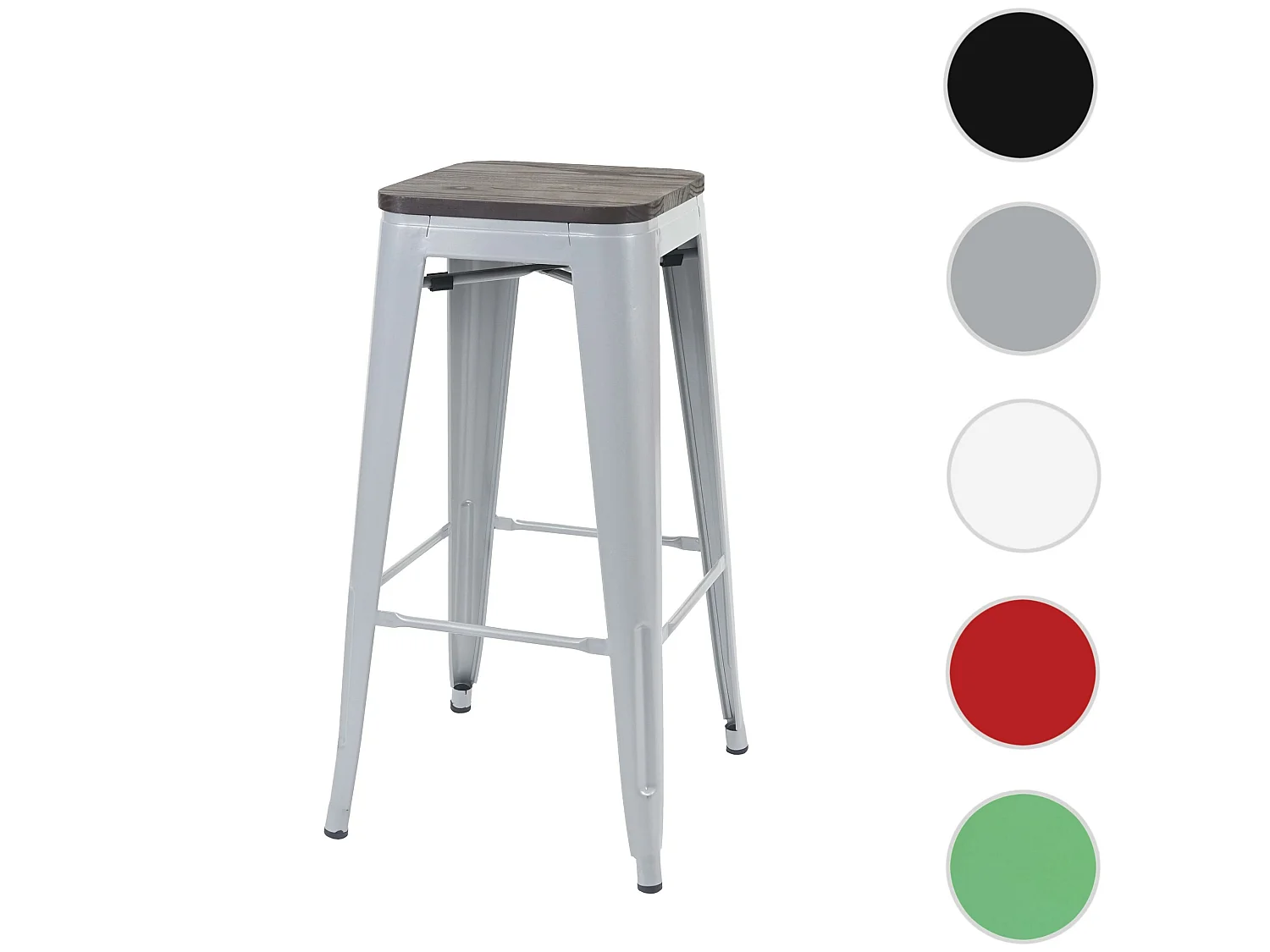 Tabouret de bar MCW-A73 Métal empilable,  gris