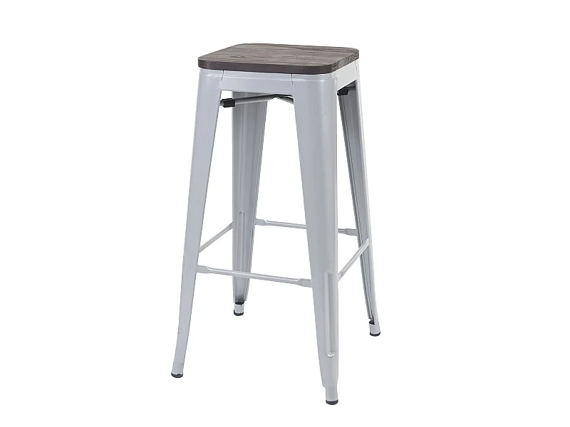 Tabouret de bar MCW-A73 Métal empilable,  gris