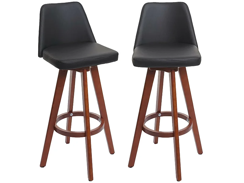 Tabouret de bar MCW-C43 (lot de 2),  noir