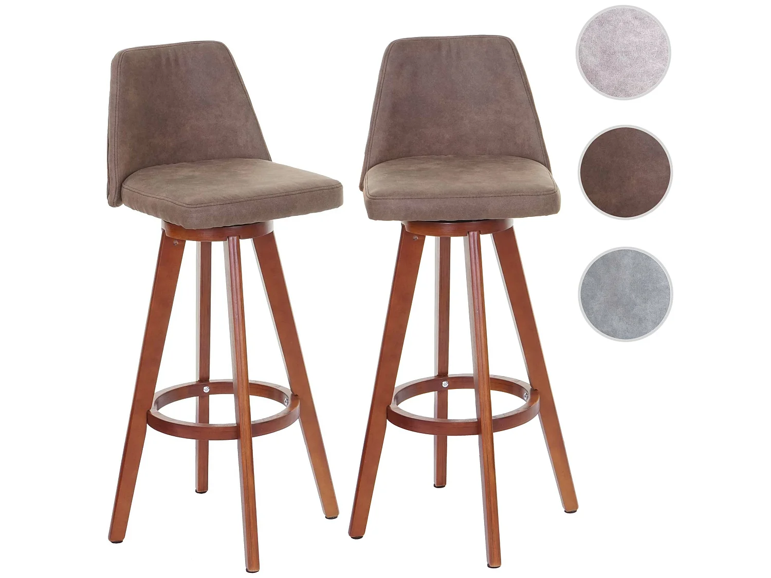 Stołek barowy MCW-C43 (zestaw 2 szt.),  vintage brązowy, jasne nogi