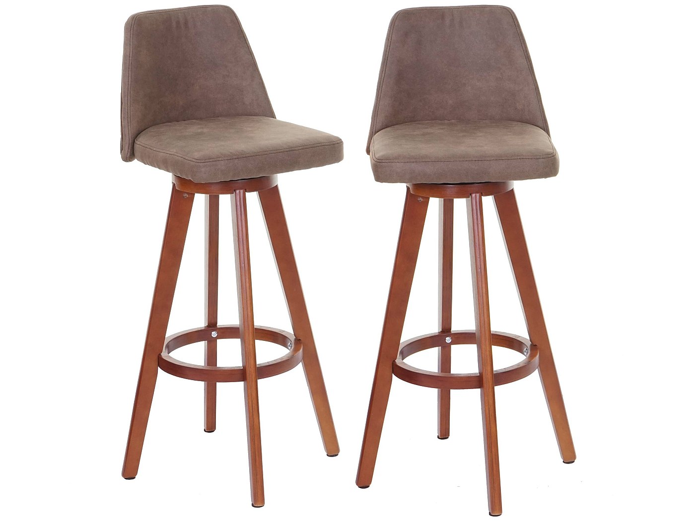 Coppia Sedie Sgabelli MCW-C43 Design Moderno Legno Tessuto Marrone - 9