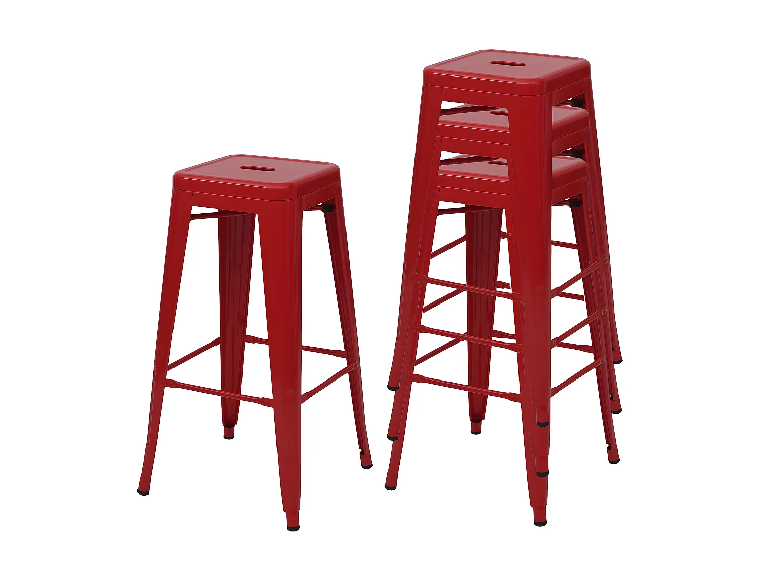 Tabouret de bar MCW-A73 Métal (lot de 4),  rouge