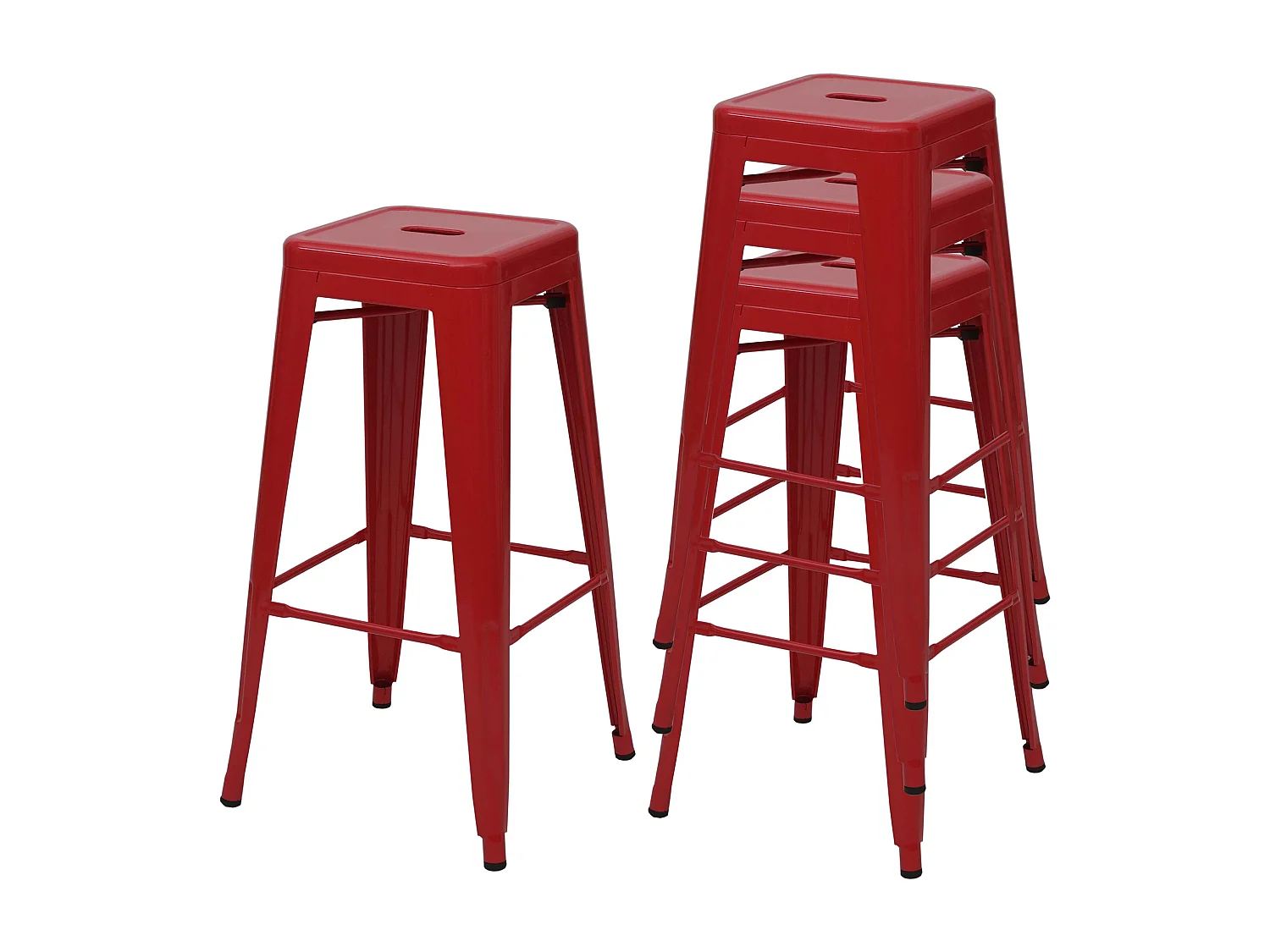 Barkruk MCW-A73 metaal (set van 4),  rood