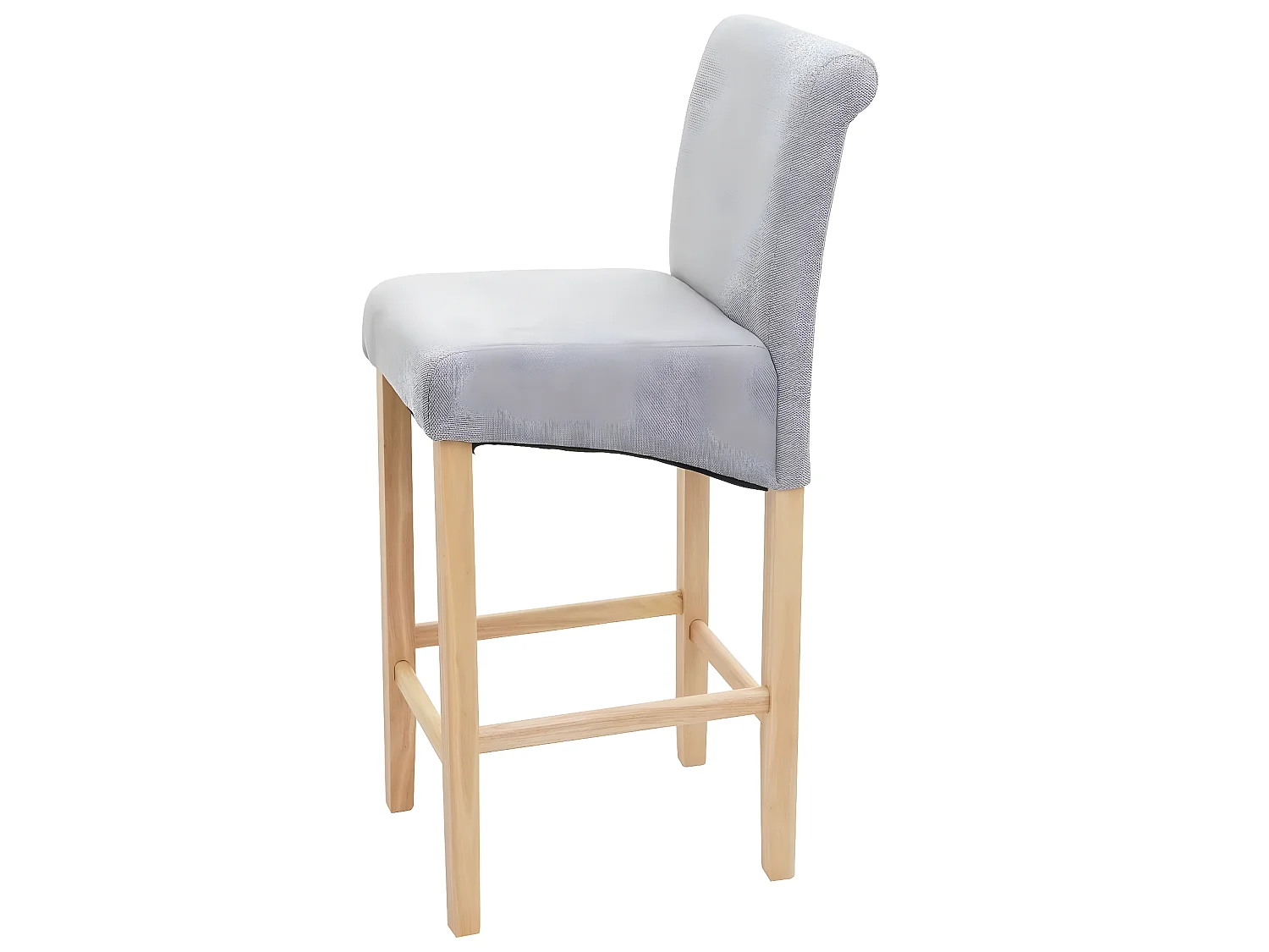Tabouret de bar MCW-C33 (lot de 2),  gris clair, pieds clairs, tissu/textile
