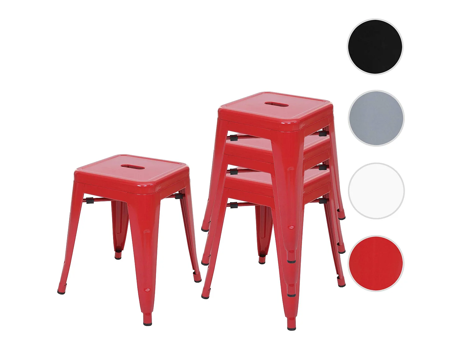 4x tabouret MCW-A73,  rouge