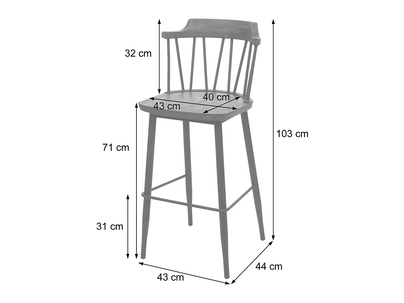 Tabouret de bar MCW-G69b (lot de 2),  anthracite