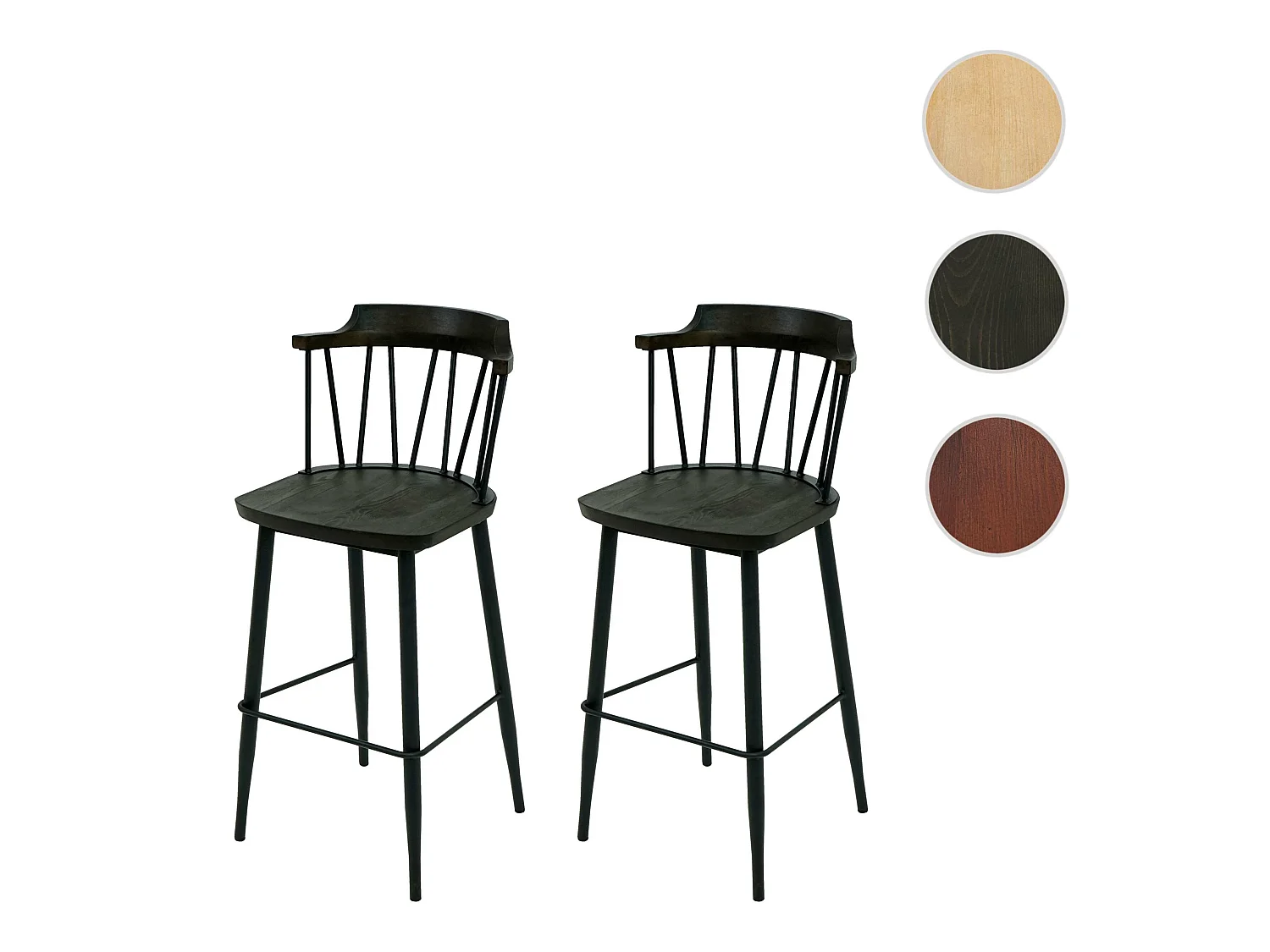 Tabouret de bar MCW-G69b (lot de 2),  anthracite