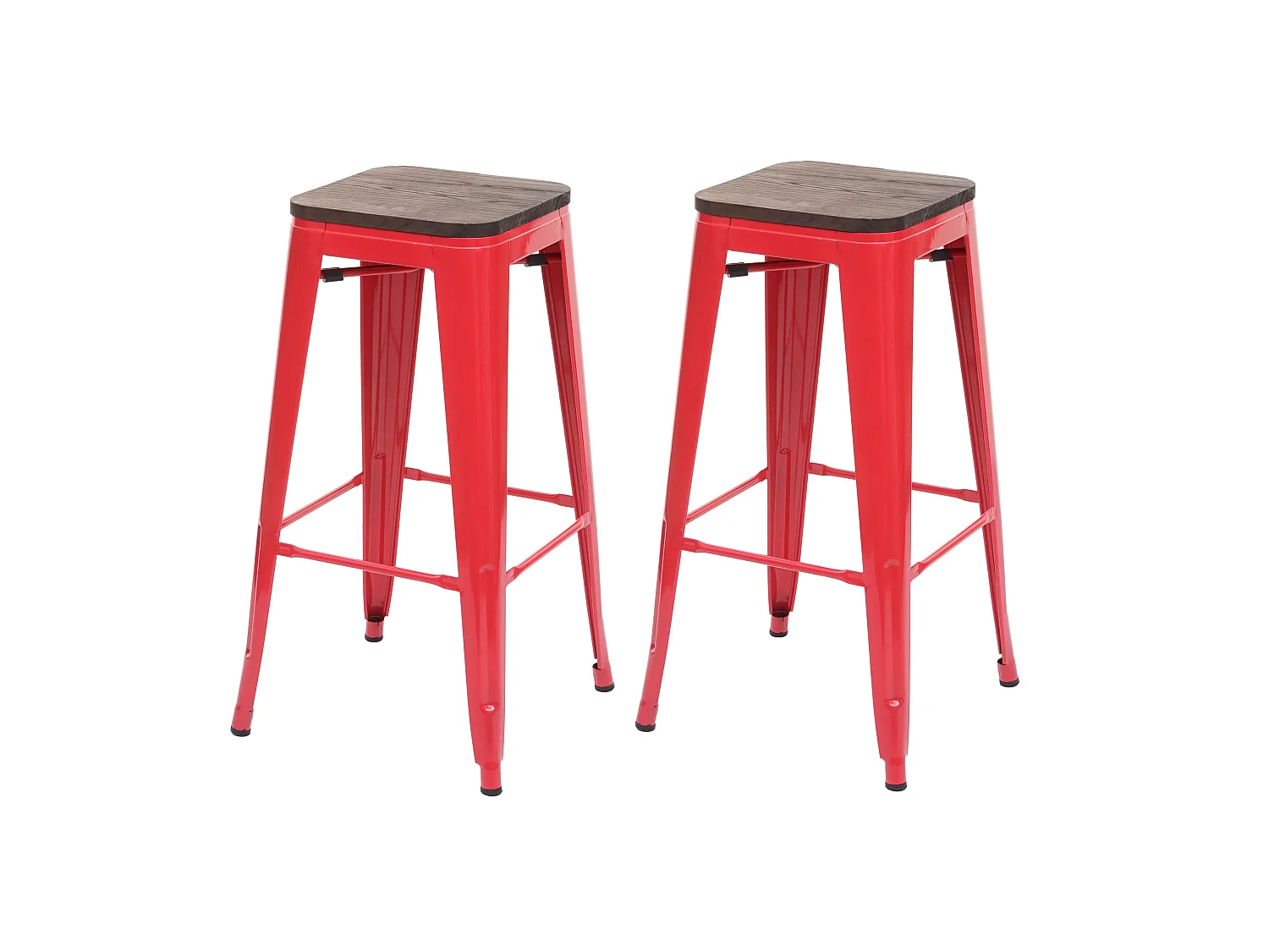 Tabouret de bar MCW-A73 (lot de 2),  rouge