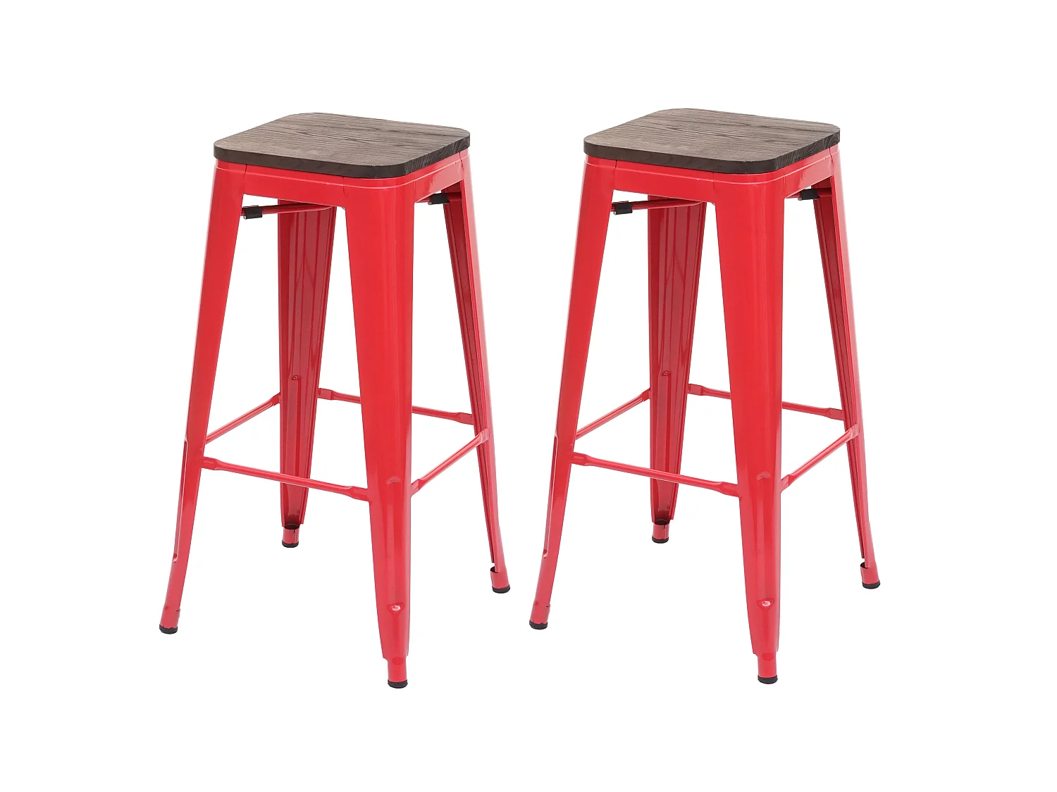 Tabouret de bar MCW-A73 (lot de 2),  rouge