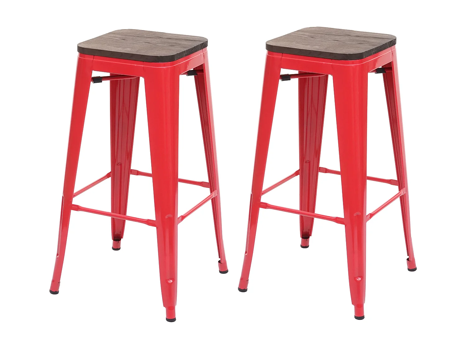 Tabouret de bar MCW-A73 (lot de 2),  rouge