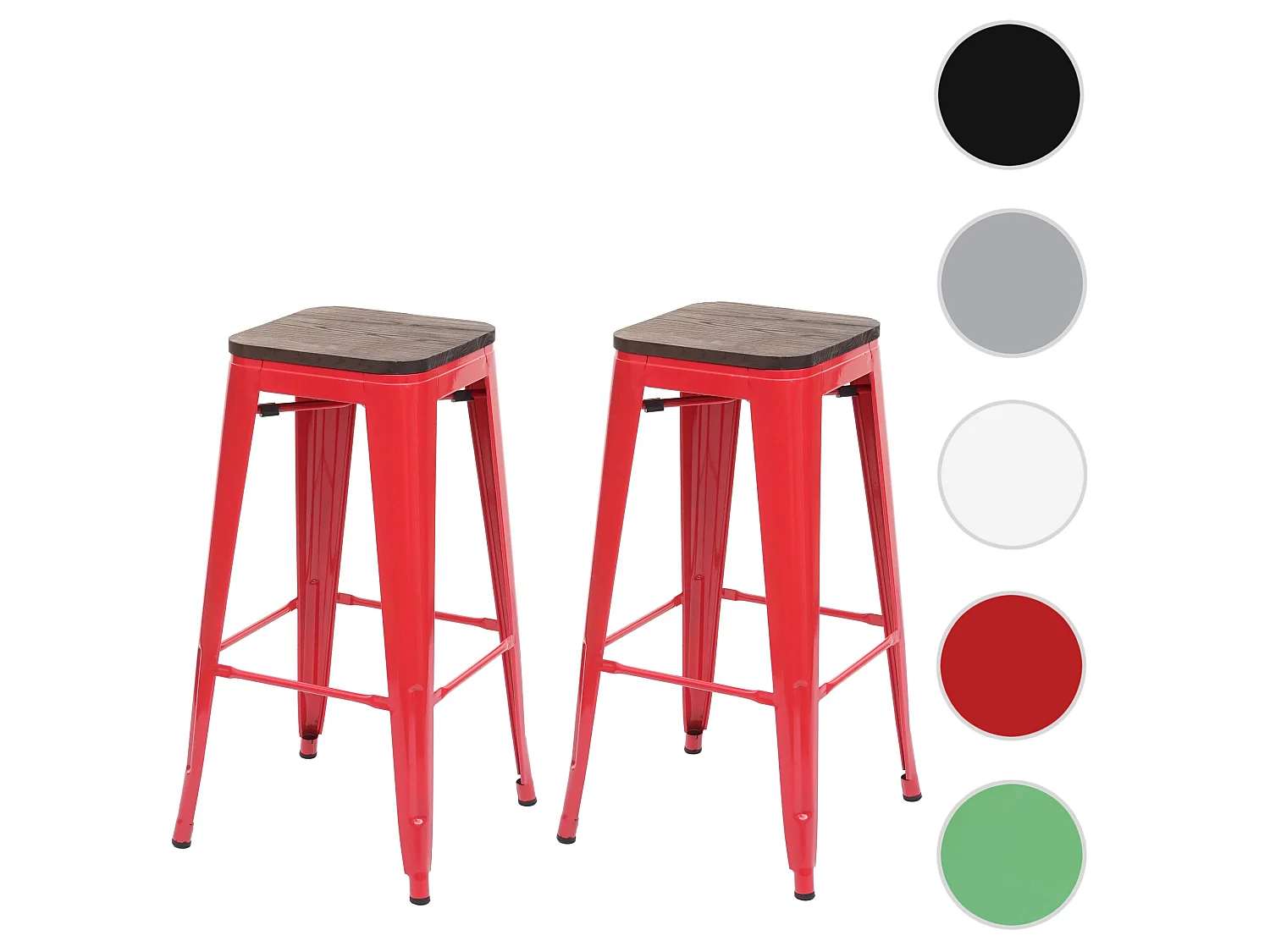 Banco de bar MCW-A73 (conjunto de 2),  vermelho