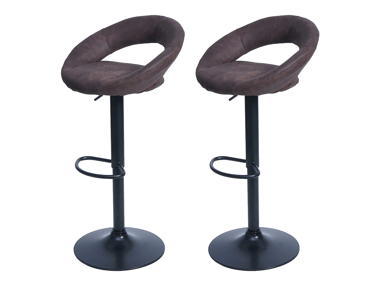 Tabouret de bar MCW-F46 (lot de 2),  imitation de daim, vintage marron foncé