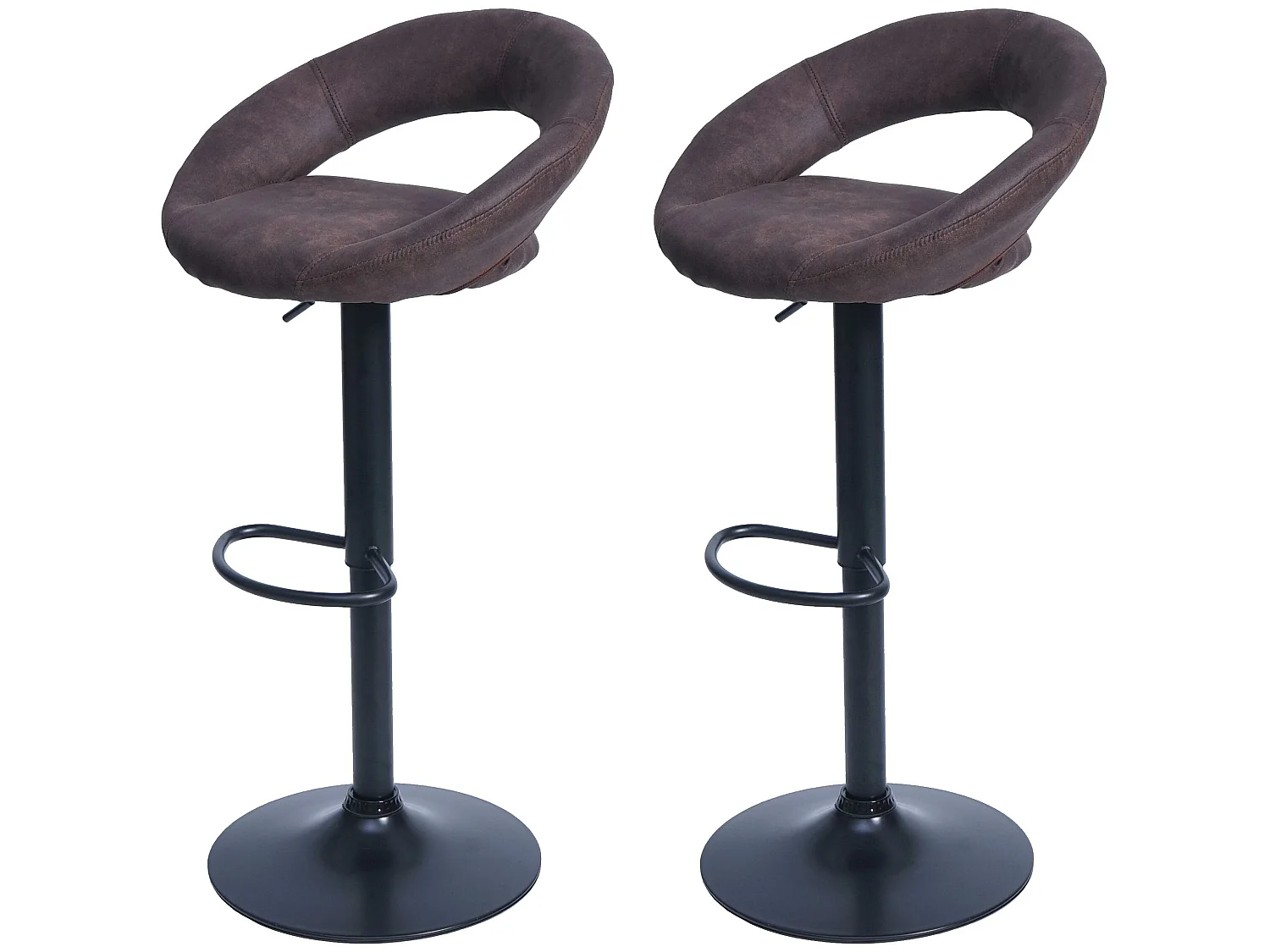 Tabouret de bar MCW-F46 (lot de 2),  imitation de daim, vintage marron foncé