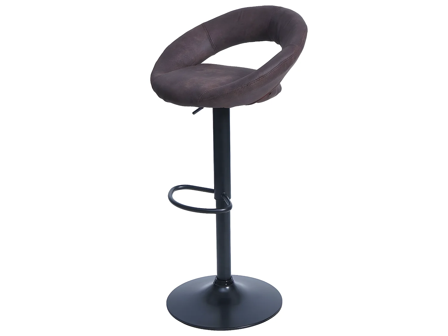 Tabouret de bar MCW-F46 (lot de 2),  imitation de daim, vintage marron foncé