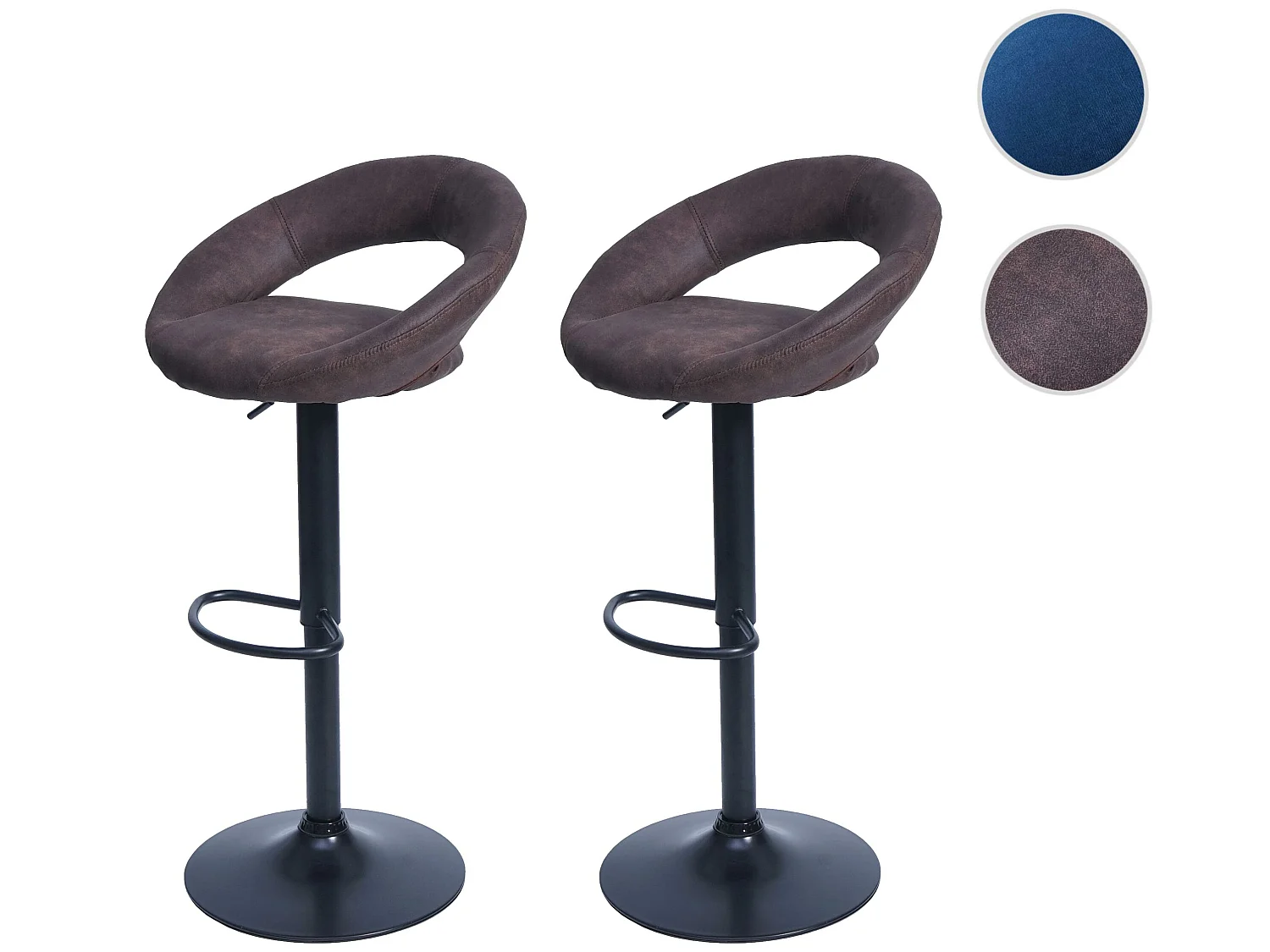 Tabouret de bar MCW-F46 (lot de 2),  imitation de daim, vintage marron foncé