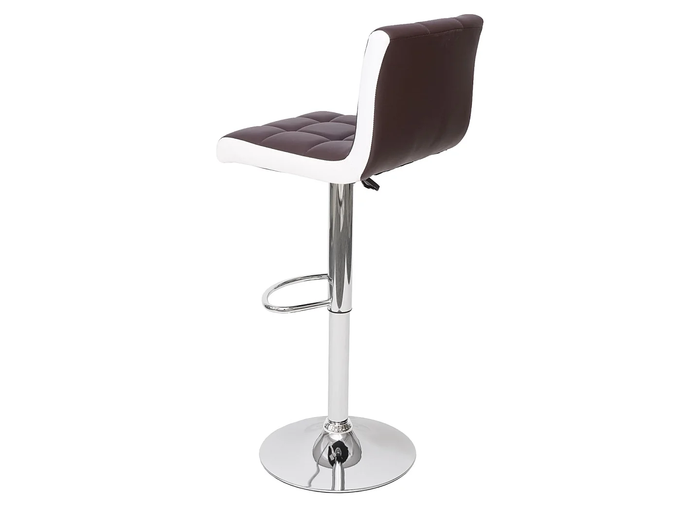 Barkruk MCW-G87 (set van 2),  kunstleer bruin-wit, voet chroom