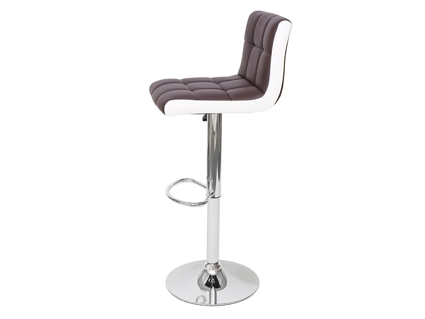 Barhocker MCW-G87 (2er-Set), Kunstleder braun-weiß, Chromfuß