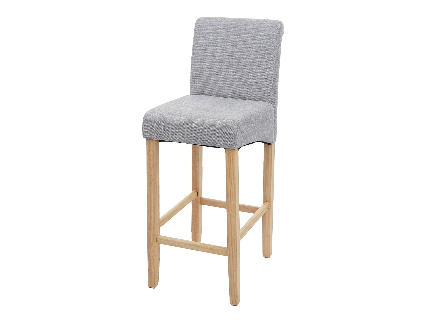 Tabouret de bar MCW-C33,  gris clair, pieds clairs, tissu/textile