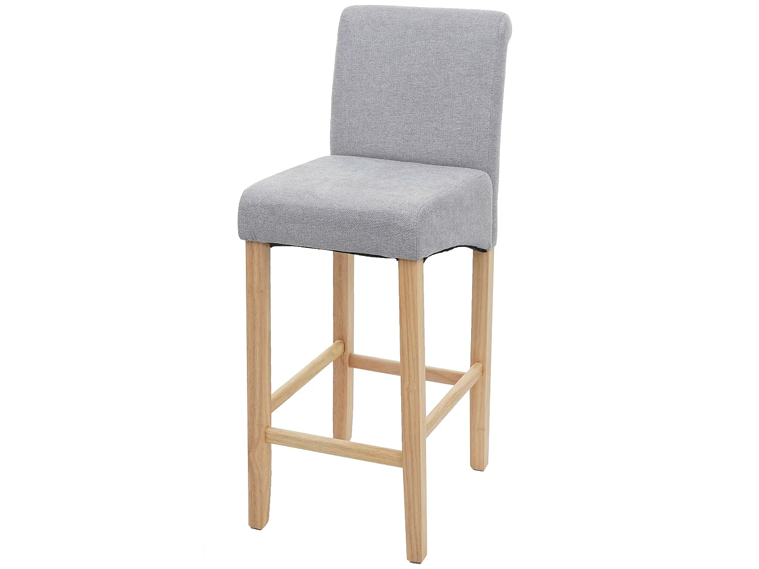Tabouret de bar MCW-C33,  gris clair, pieds clairs, tissu/textile