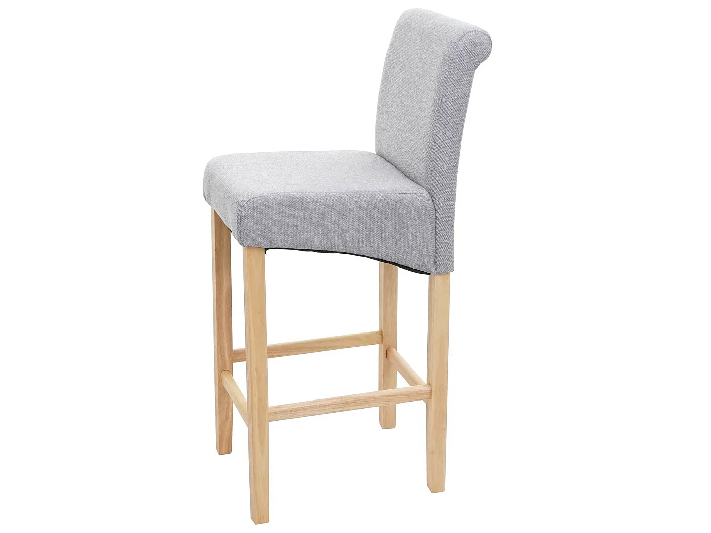 Tabouret de bar MCW-C33,  gris clair, pieds clairs, tissu/textile