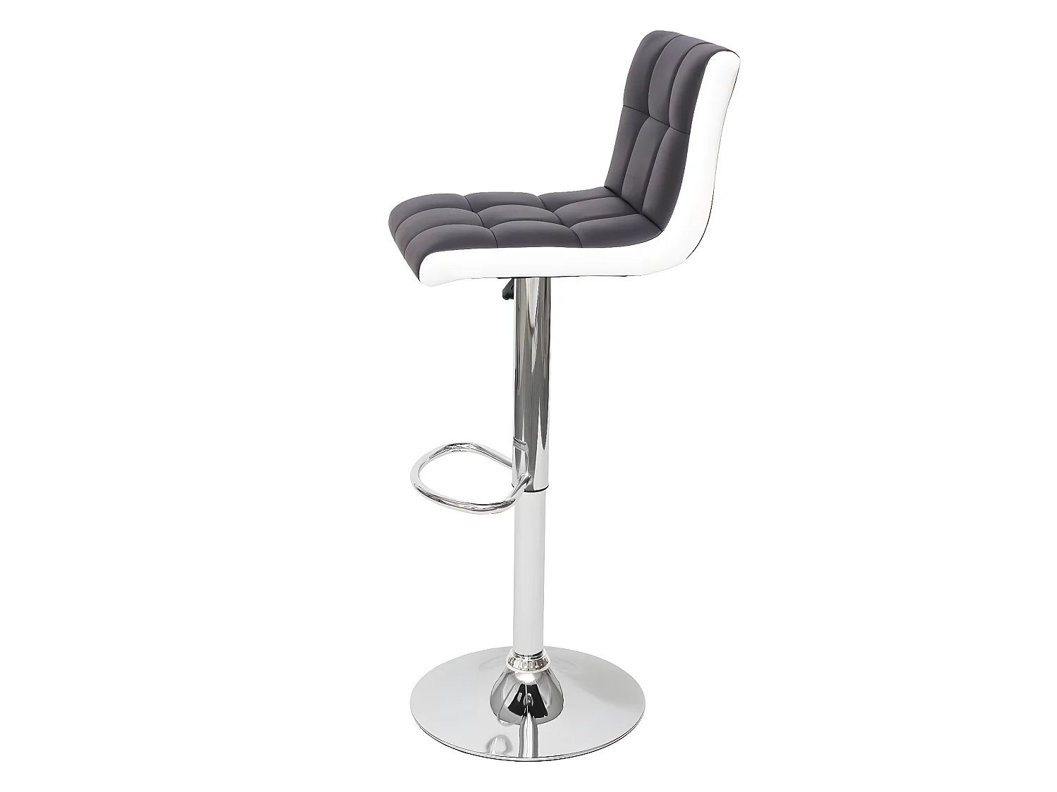 Tabouret de bar MCW-G87 (lot de 2),  similicuir noir-blanc, pied chromé