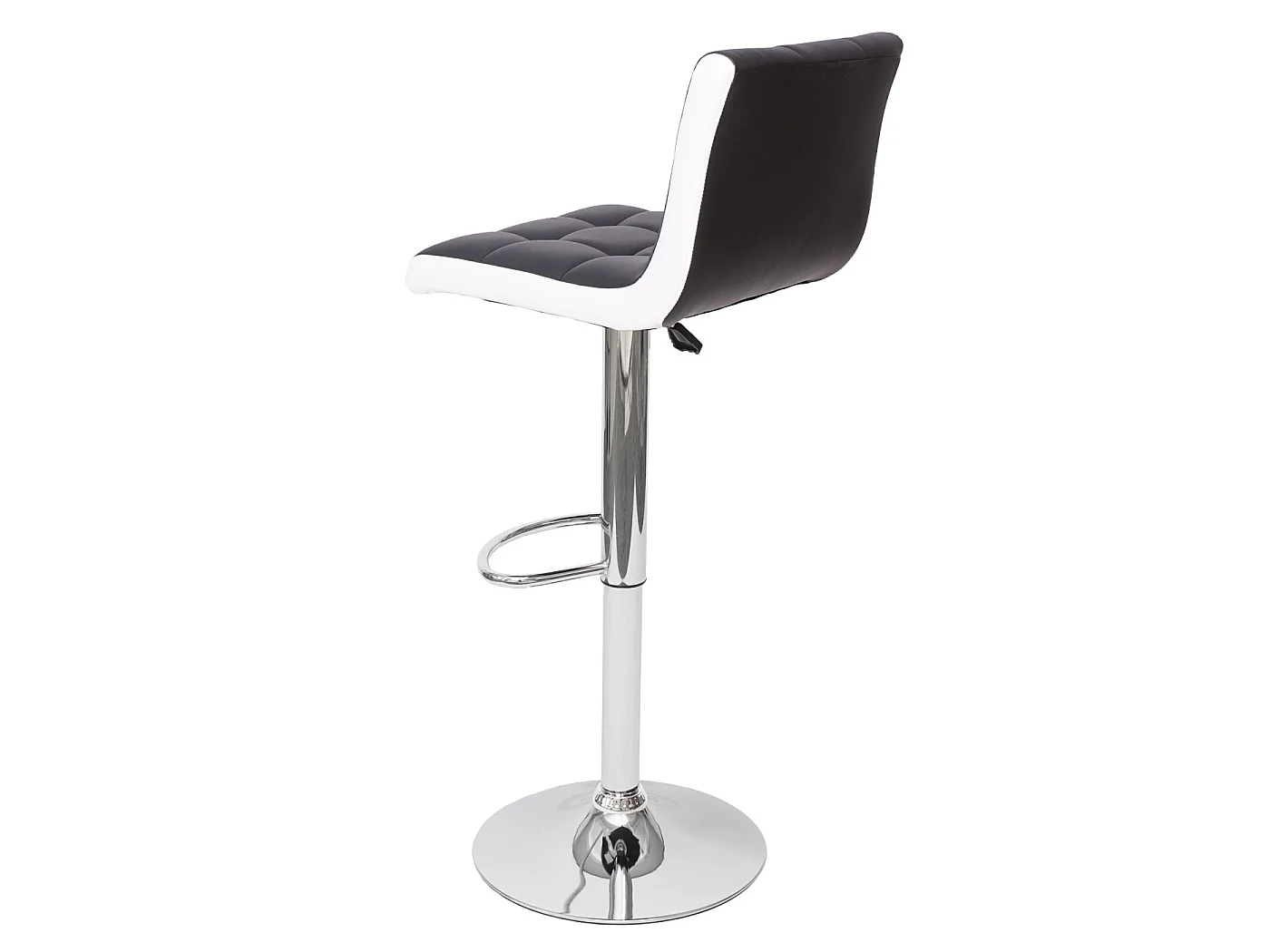 Tabouret de bar MCW-G87 (lot de 2),  similicuir noir-blanc, pied chromé