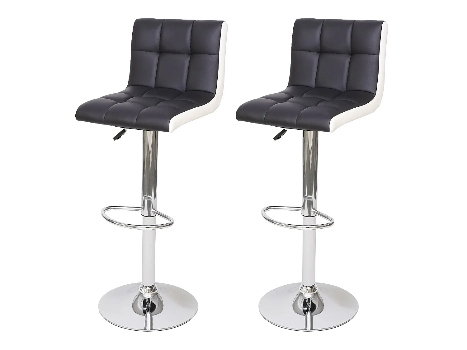Barkruk MCW-G87 (set van 2),  kunstleer zwart-wit, voet chroom