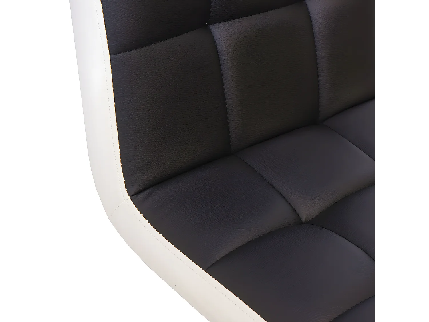 Tabouret de bar MCW-G87 (lot de 2),  similicuir noir-blanc, pied chromé