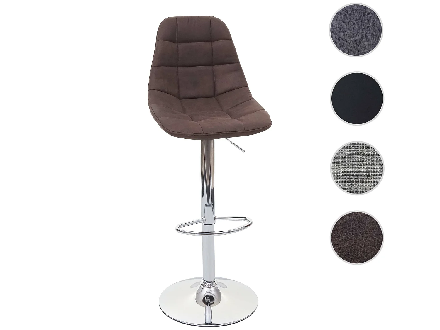 Barkruk MCW-A67,  grijs stof/textiel, voet chroom