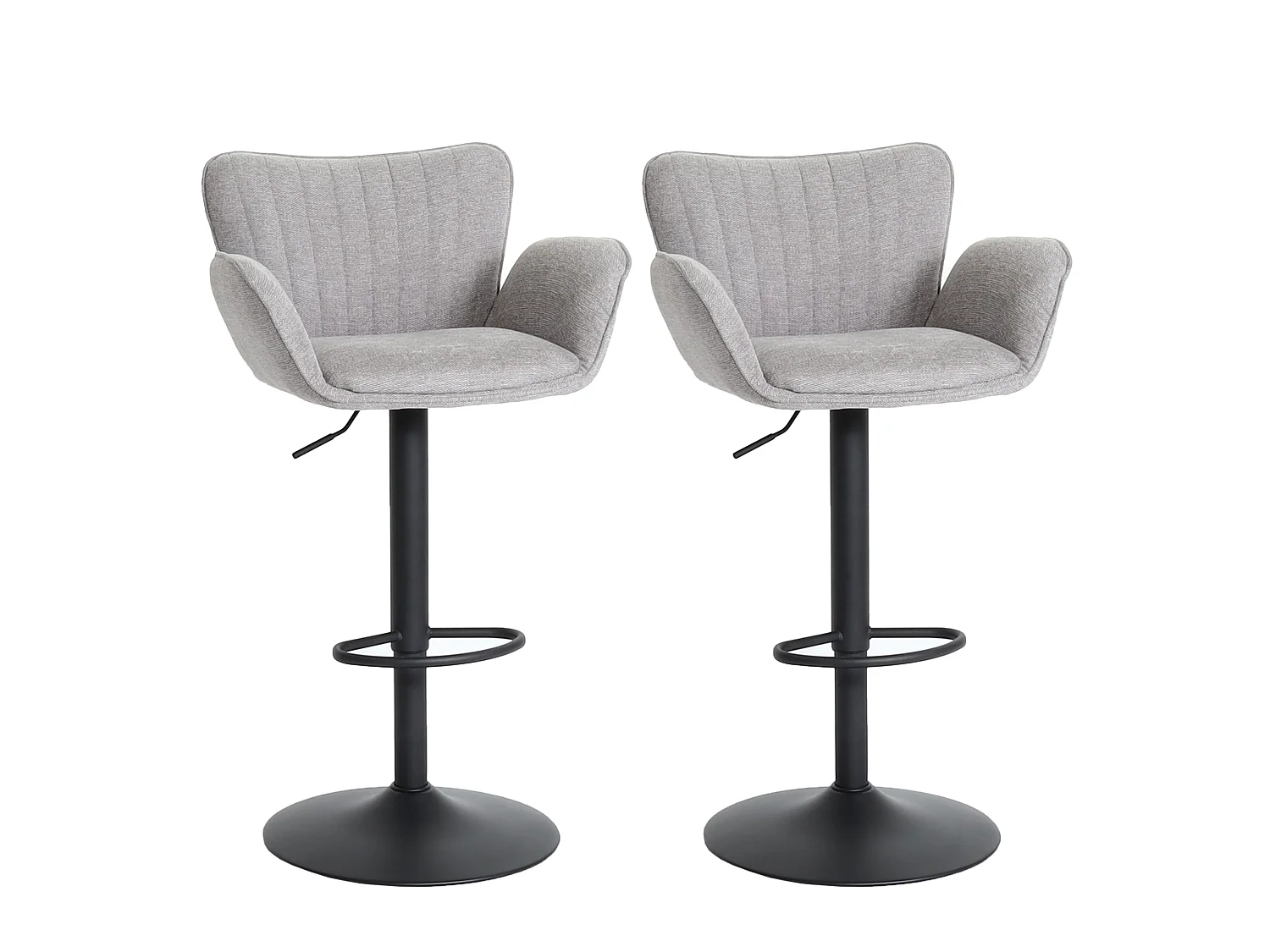 Tabouret de bar MCW-M67 (lot de 2),  gris clair pied noir