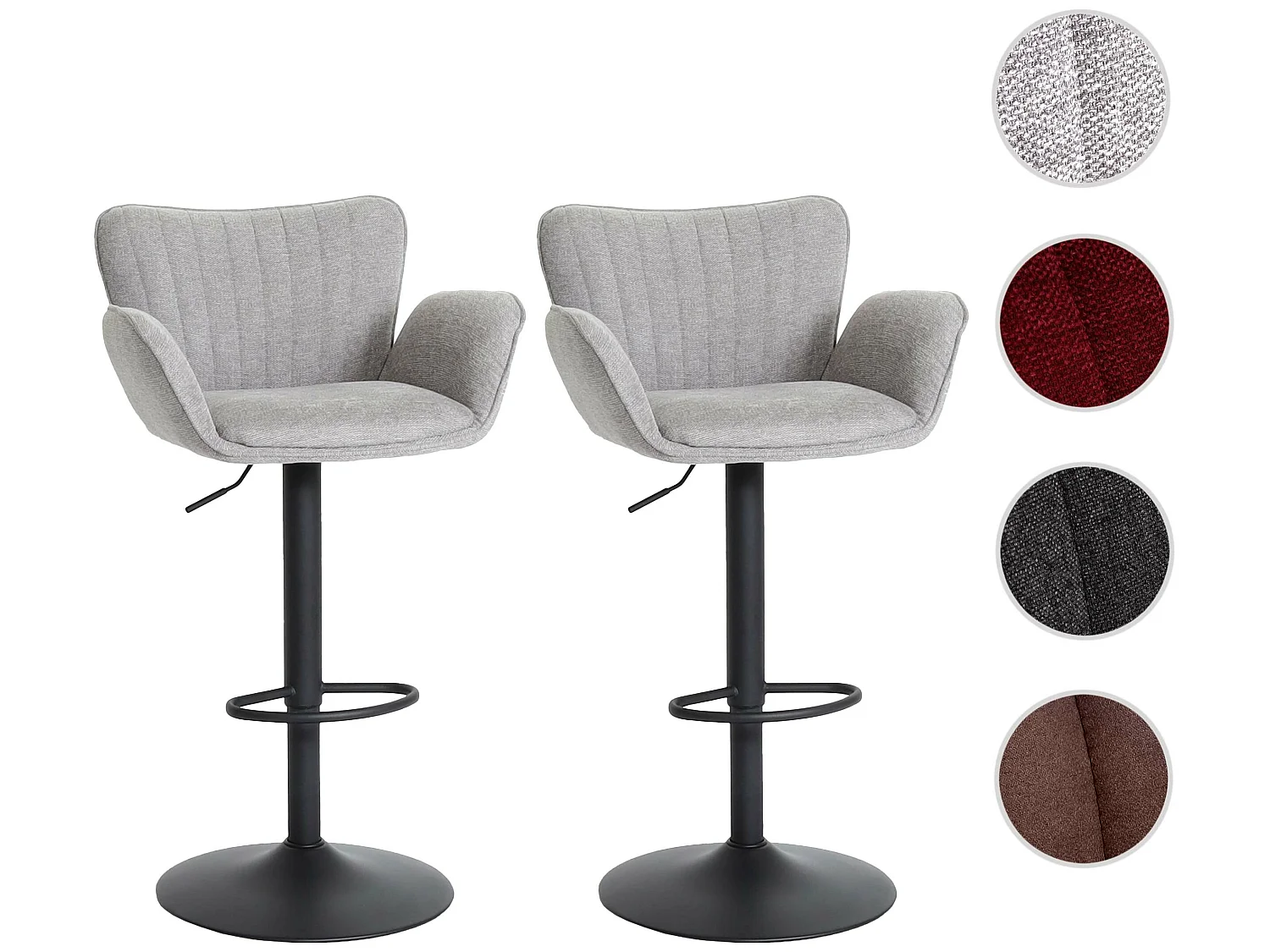 Tabouret de bar MCW-M67 (lot de 2),  gris clair pied noir