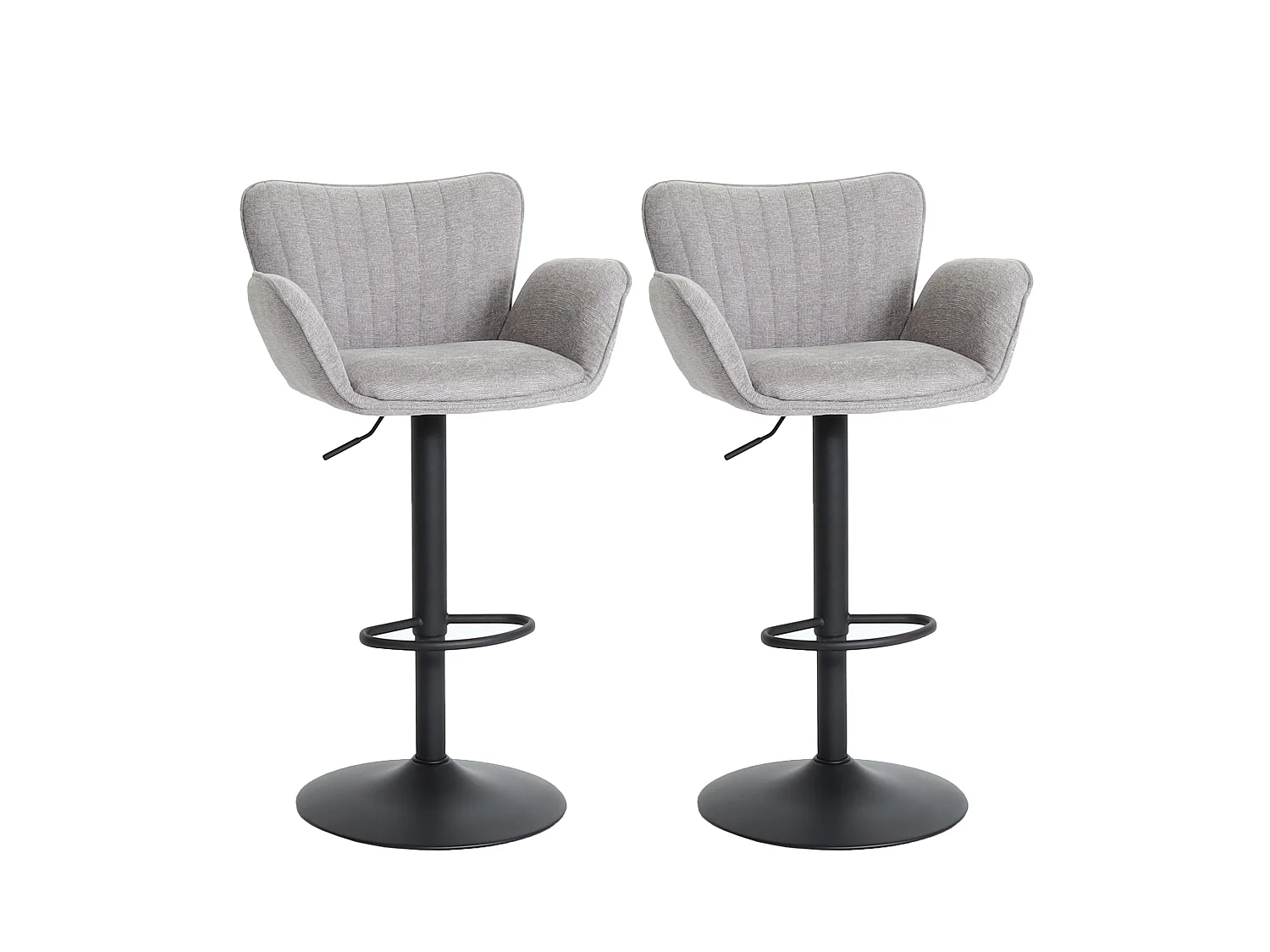 Taburete de bar MCW-M67 (juego de 2),  gris claro pie negro