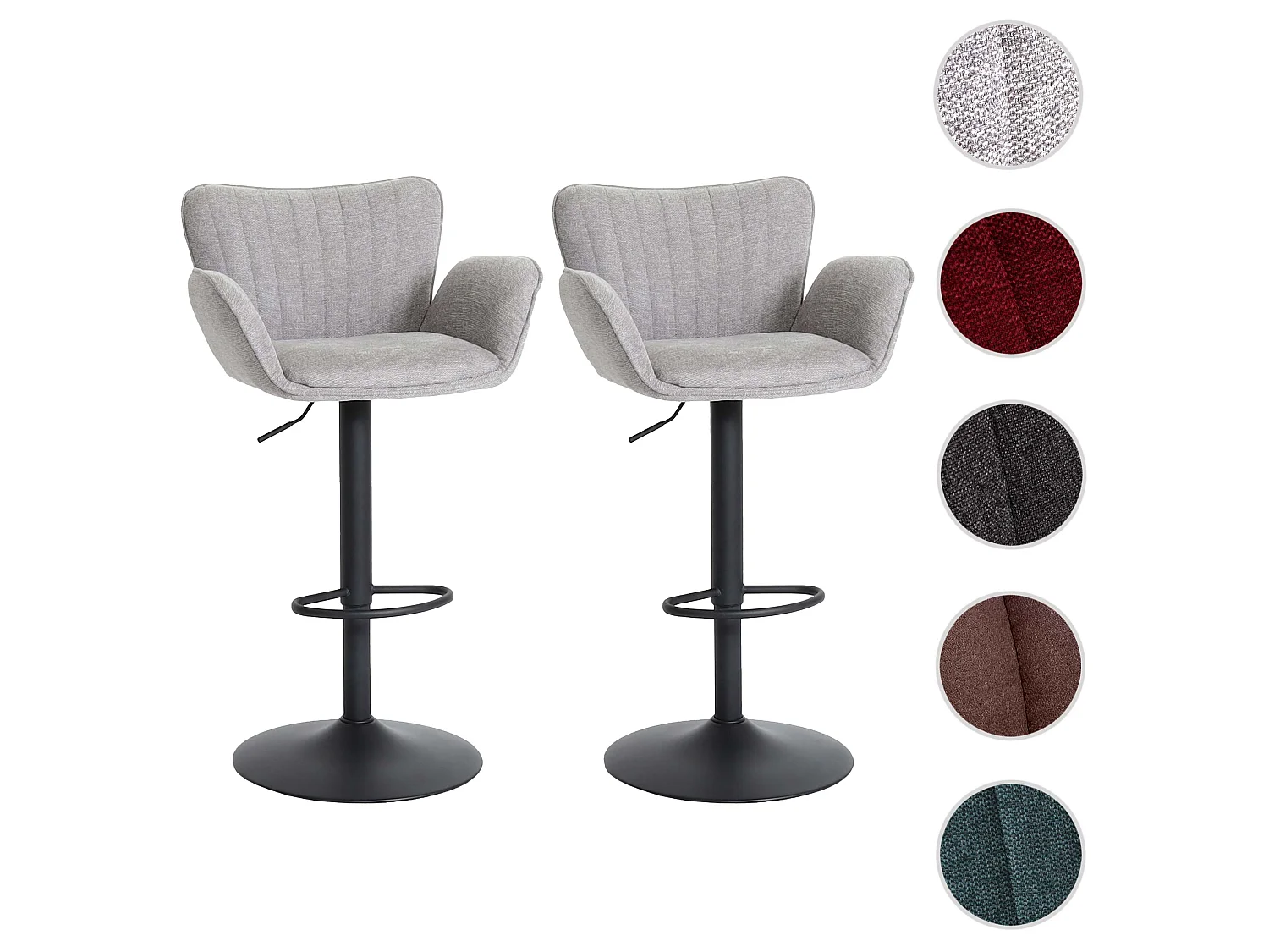 Stołki barowe MCW-M67 (zestaw 2 szt.),  jasnoszary, czarna podstawa