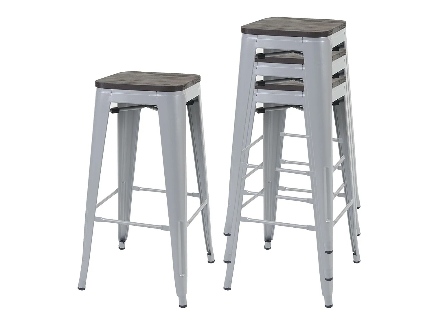 Tabouret de bar MCW-A73 (lot de 4),  gris