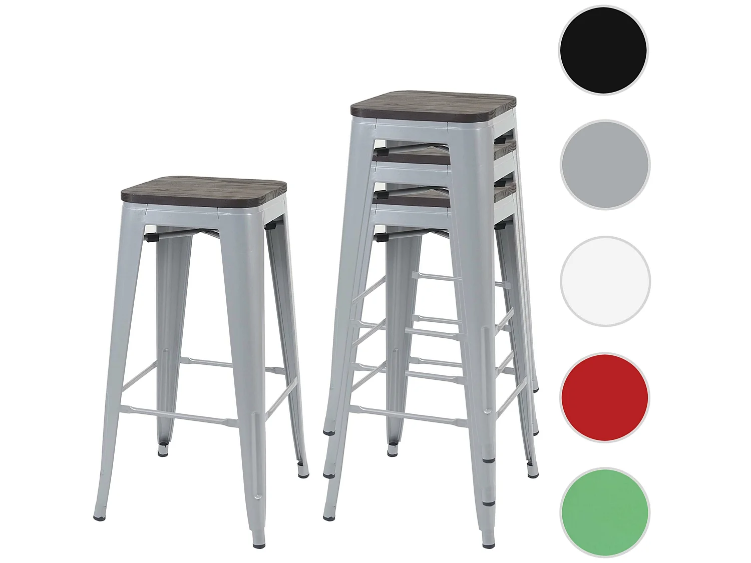 Tabouret de bar MCW-A73 (lot de 4),  gris